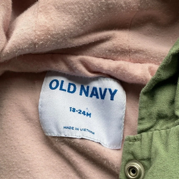 Old Navy Jacket Army Green and Pink Knit Jacket size 18-24 - Picture 2 of 4